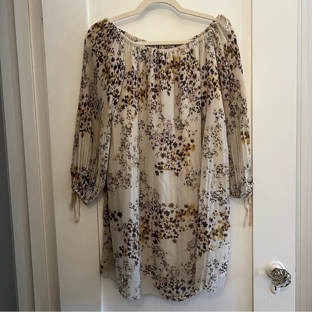 Wilfred Tan Off Shoulder Mini Dress